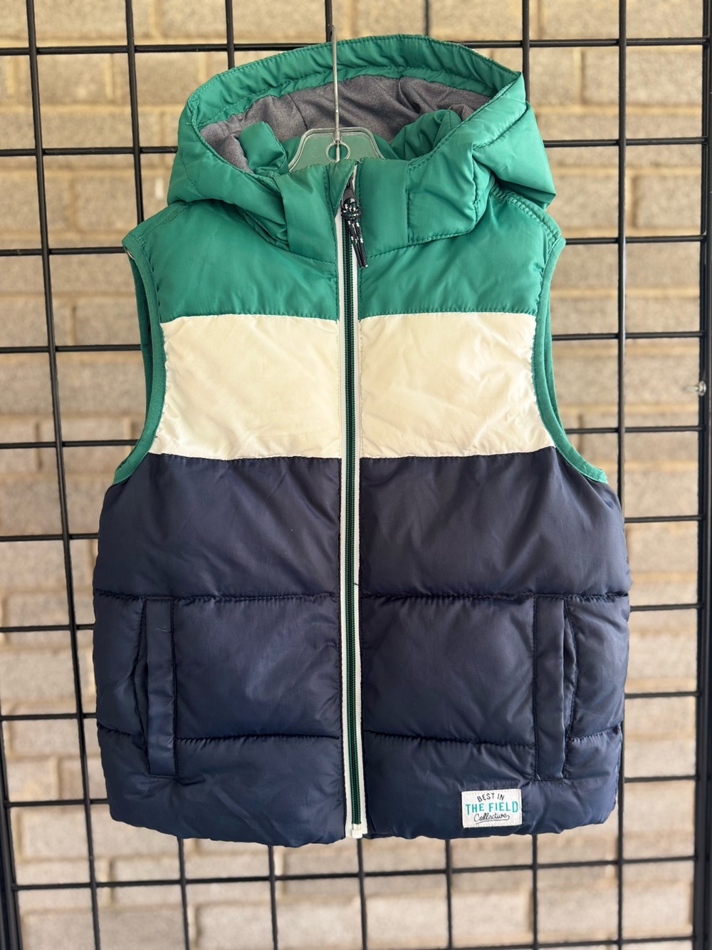 H&M Boys Colourblock Hooded Padded Puffer Vest Gilet (Navy,Teal,White) Size 6-8